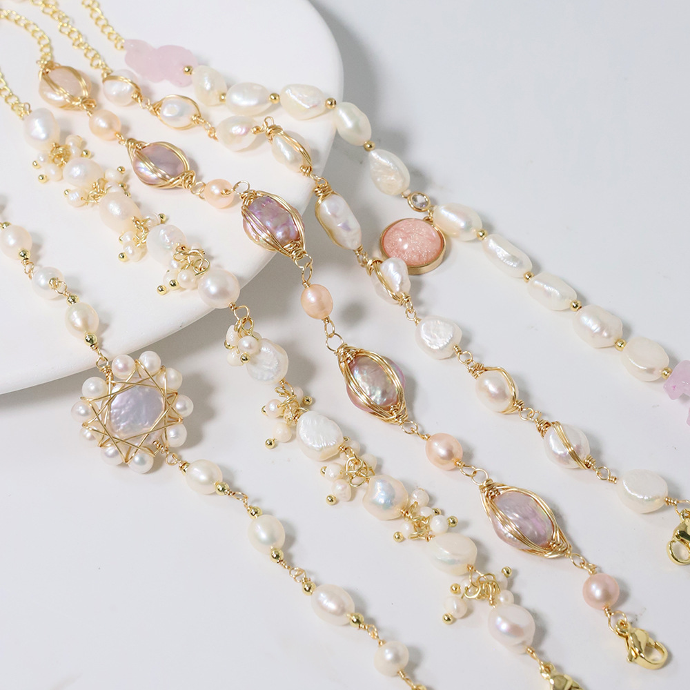 Bracciale elegante con perle d'acqua dolce naturali da donna_voghion.com
