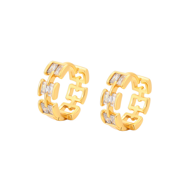 Pendientes de aro Xuping de diseño hueco con estilo de moda y personalidad, imitación de oro, con gemas artificiales, accesorios de oreja sencillos de lujo ligero