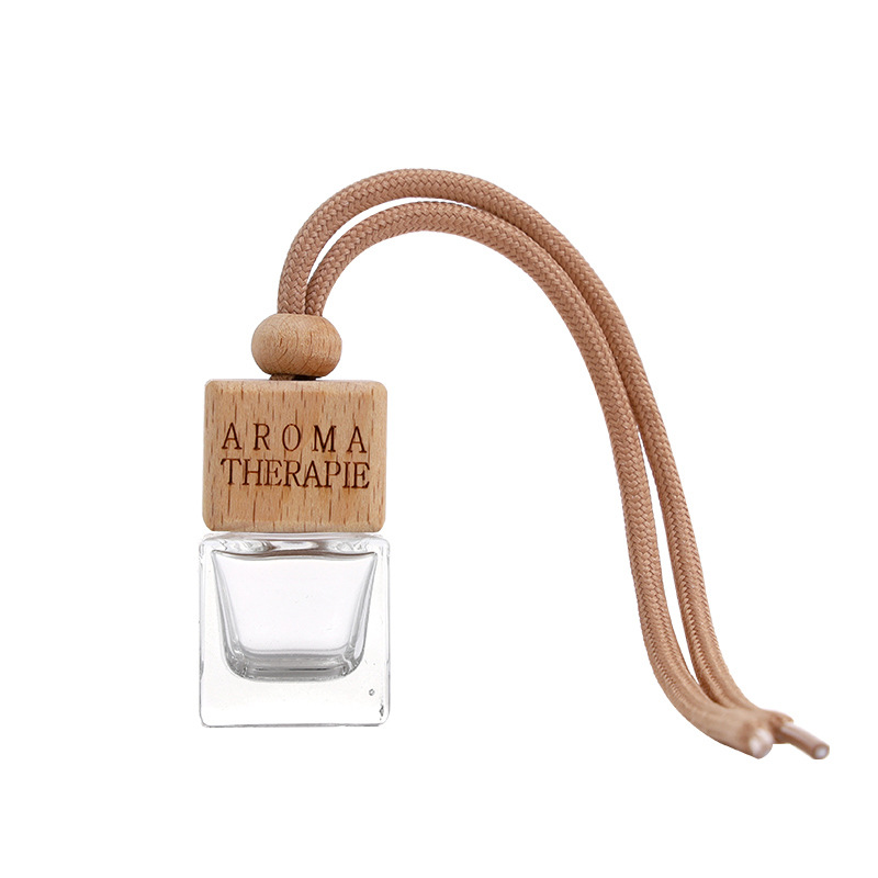 Botella de perfume de coche con cuerda 8ML colgante de coche botella de subenvasada de perfume vidrio transparente aromaterapia botella vacía colgante al por mayor
