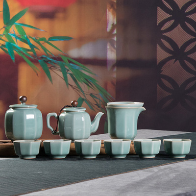 Longquan celadon originality Kungfu Online Tea Set ceramics household Chinese style teapot teacup a complete set Custom generation