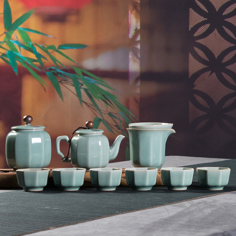 Longquan celadon originality Kungfu Online Tea Set ceramics household Chinese style teapot teacup a complete set Custom generation
