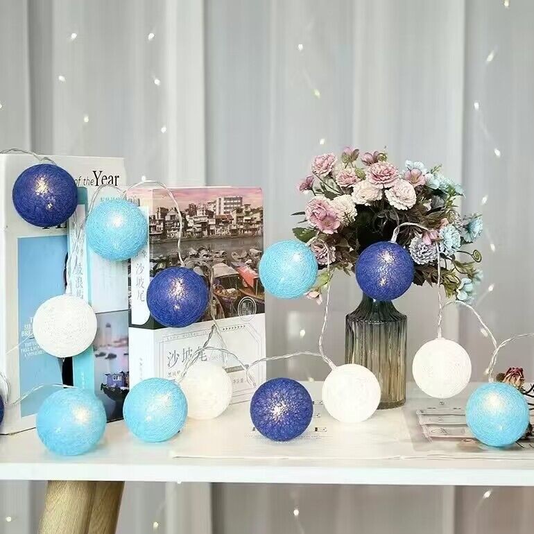 Lichterkette mit 120 LEDs in Baumwollkugelform – 4 m lange, wasserdichte Lichterkette (IP54) für Feste, Hochzeiten und Heimdekoration_voghion.com