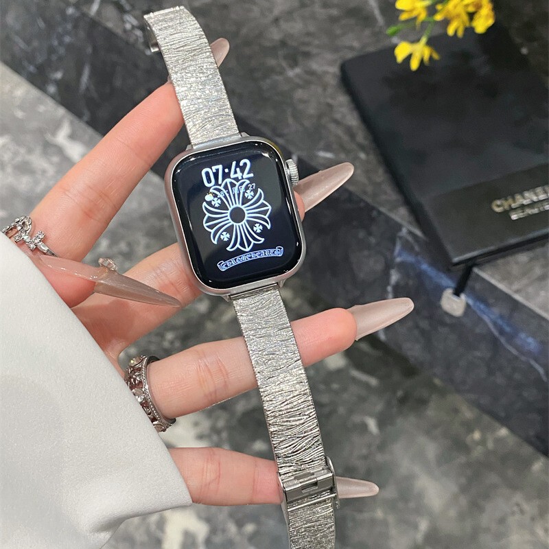 Stainless Steel Wall-Textured High-End Metal Watch Band Suitable for Iwatch10 Apple S11 Generation Applewatchs97