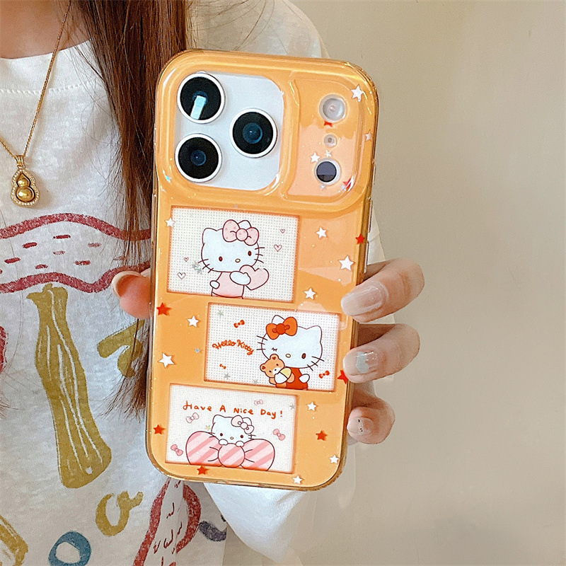 Glitter Star Photo Frame Bear Kt Suitable for Iphone17 Apple 16Promax/15/14 Mobile Phone Case Girly Heart