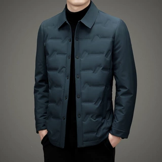 秋冬季轻薄羽绒服男秋冬翻领鸭绒衬衫式外套灰色黑色现货