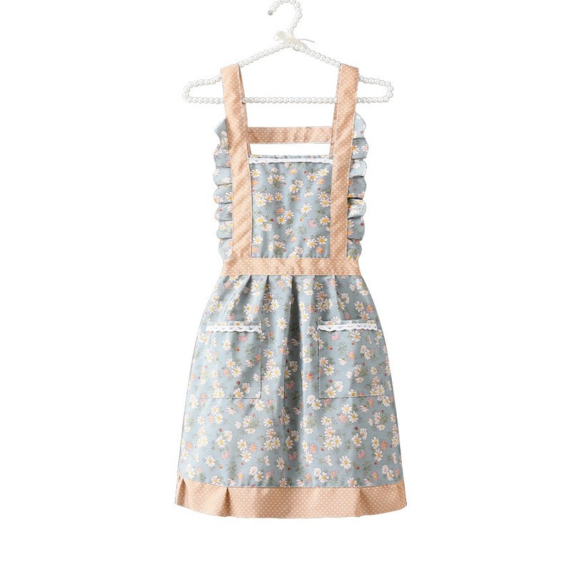 Nuevo delantal coreano, flor frita adorable, gruesa, resistente al desgaste, impermeable, mano limpiable, cocina doméstica, cintura para hombres y mujeres