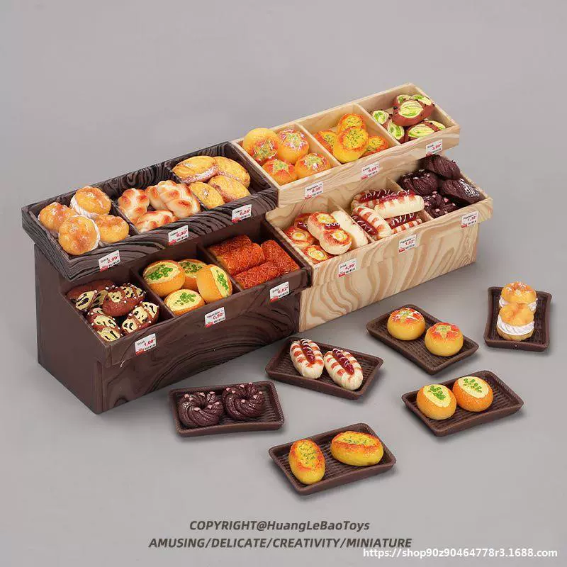 Детский игровой домик, игрушки, мини-шкаф для хлеба, миниатюрная игрушка для еды, десертная модель, украшения для сцены супермаркета