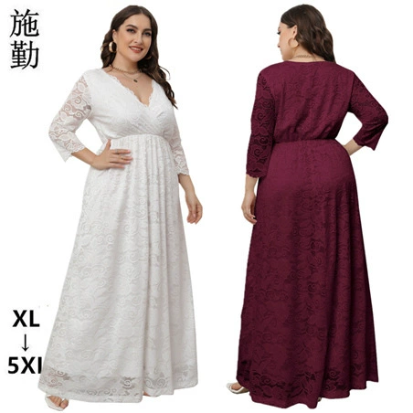 Европейское и американское трансграничное женское новое платье подружки невесты больших размеров, элегантное кружевное экспортное платье, платье SQ0207