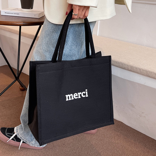 High school student class shoulder tote bag for women  new fashion versatile large capacity portable canvas commuter bag