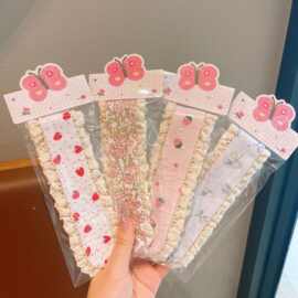 儿童宽边碎发刘海贴甜美小碎花魔术贴发带发箍2025新款小女孩发饰