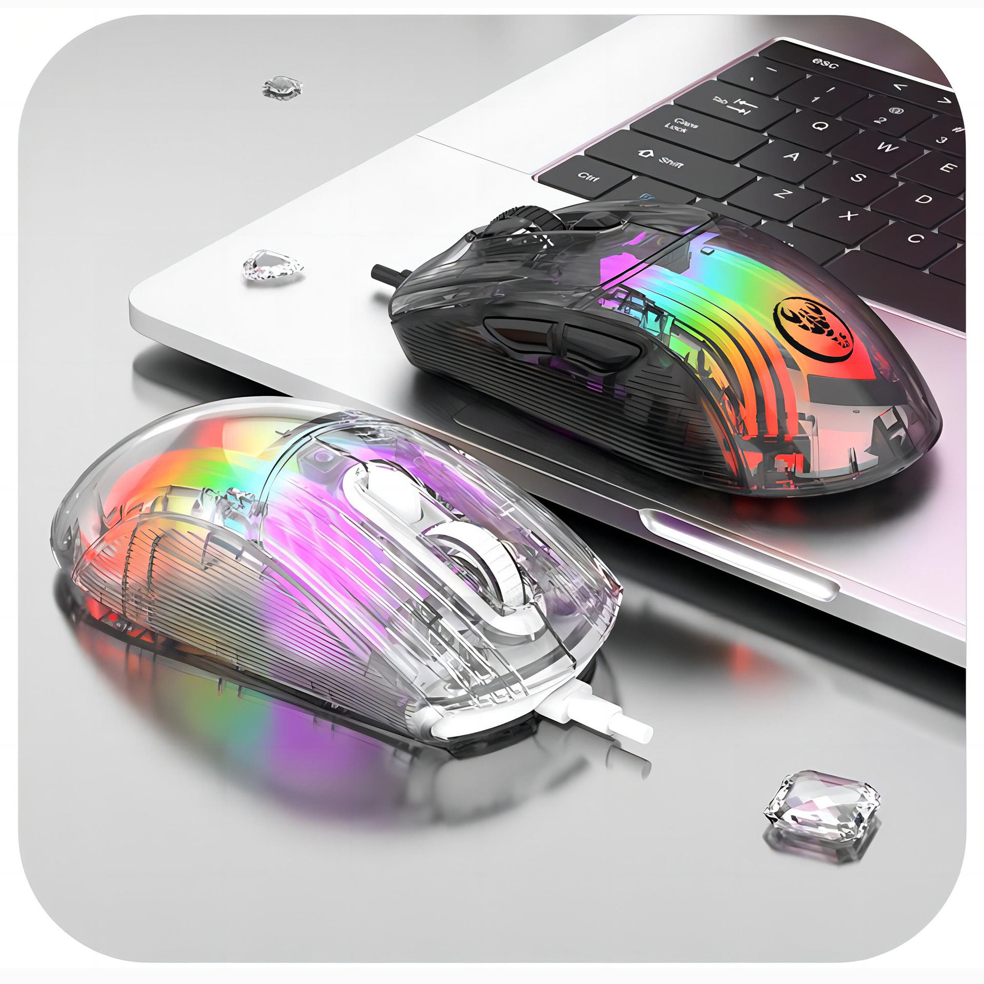 Neu Mechanische kabelgebundene transparente Spielmaus 12800DPI Gaming-Maus 7 Tasten Makro_voghion.com