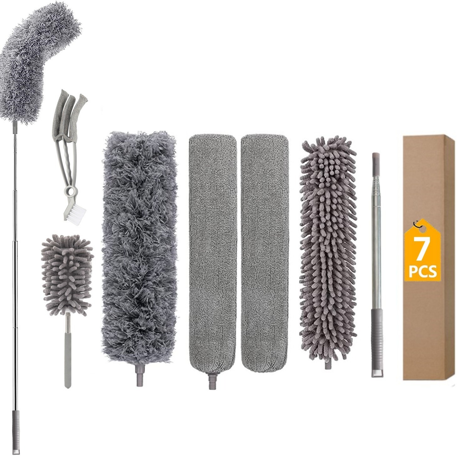 Actualización negrita varilla telescópica una varilla multi-Cabeza de microfibra chenille polvo plumero techo polvo cepillo plumero