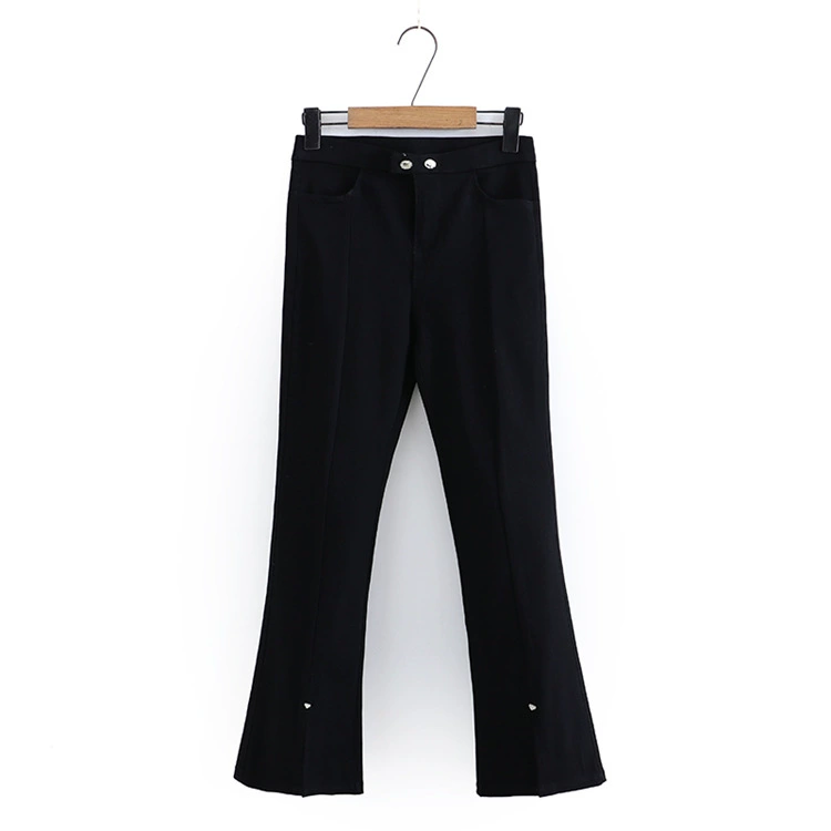 Модные дикие большие размер женские брюки 2023 весенние новые толстые MM дикие тонкие ноги с открытым ртом микро расклешенные брюки 8399