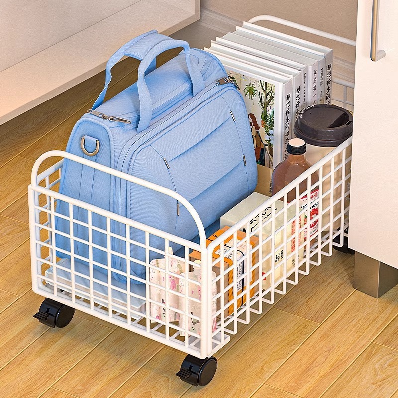 Cesta de almacenamiento debajo de la mesa con caja de acabado de poleas, cesta de almacenamiento de libros para estudiantes, cesta de almacenamiento de juguetes móviles