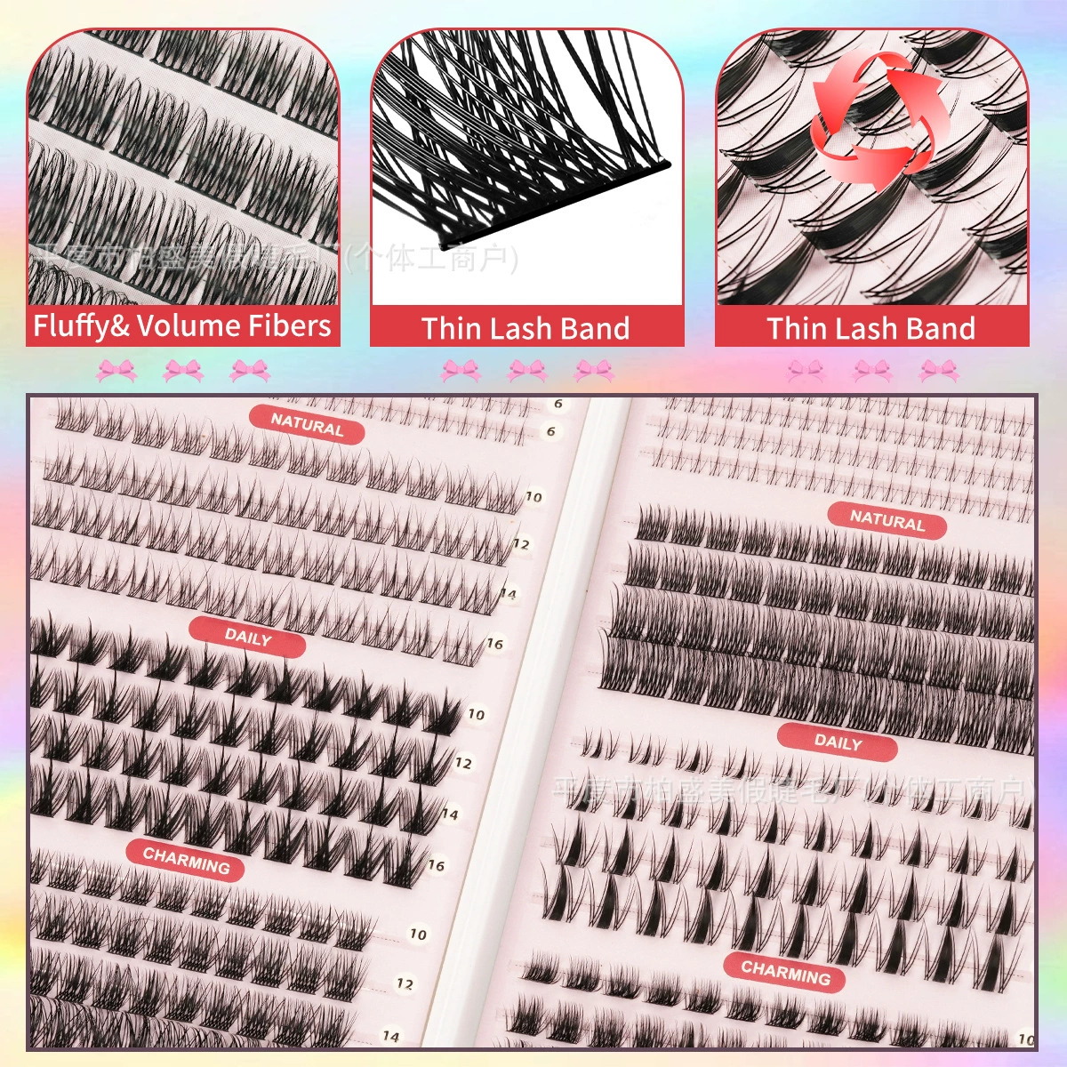 False Eyelashes dense lower lashes, European style, separate tufts, assorted sets