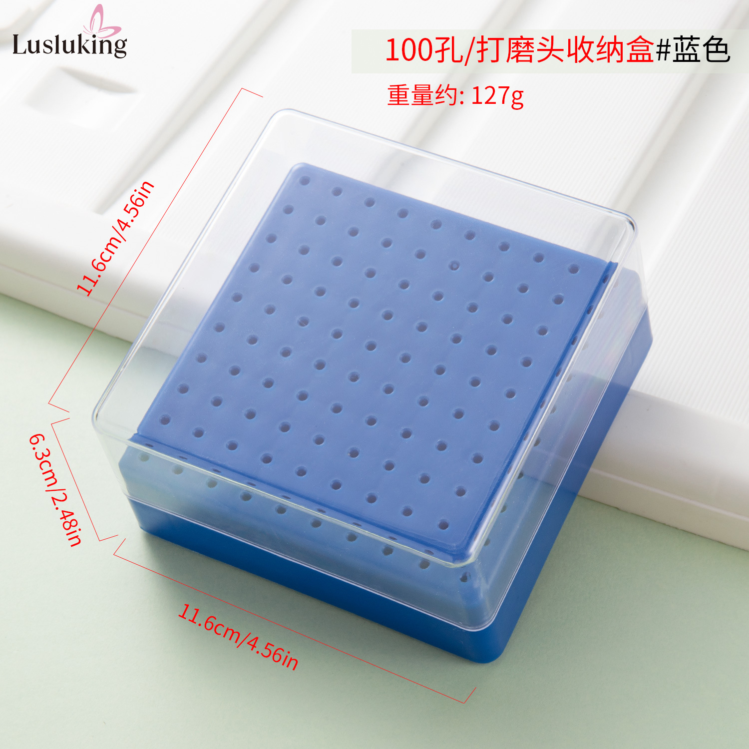 Caja de almacenamiento para brocas de uñas de 30 orificios, estante de almacenamiento para cepillos de limpieza desmontable, expositor de brocas para uñas a prueba de polvo.