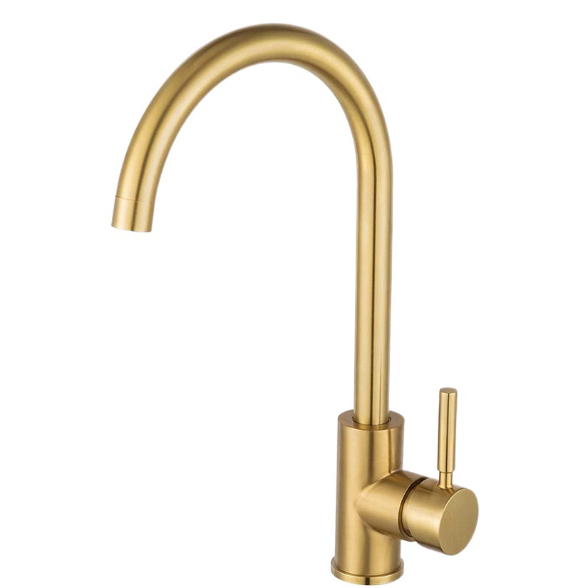 De acero inoxidable de Oro grifo de la cocina cepillado cara de oro Cuenca del lavabo de mezcla de cocina grifo caliente y fría