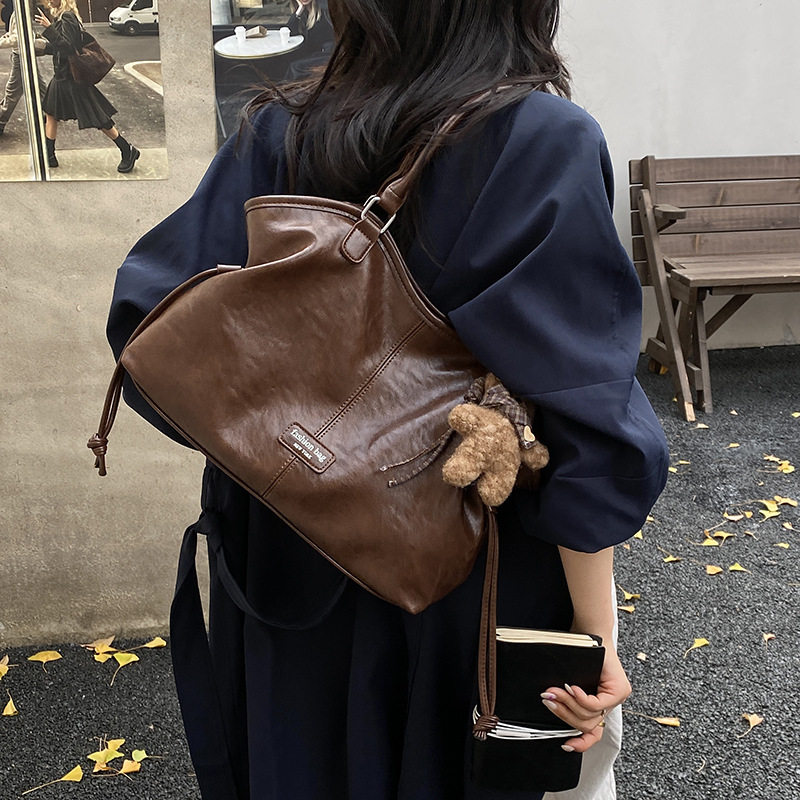 Túi tote nữ da PU , túi xách tay đi làm đựng đồ dung lượng lớn — Gạo trắng không có mặt dây chuyền, Màu cà phê Không có mặt dây chuyền, Màu nâu không có mặt dây chuyền, Đen không có mặt dây chuyền chi tiết 17