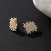 Advanced woven earrings, small design zirconium, light luxury style, high-quality style, micro incrustation, trend of season