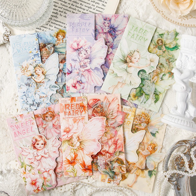 Nube Elf Series Personajes de flores Pet Impermeable Transparente Dian Material de decoración Collage Etiqueta engomada del diario