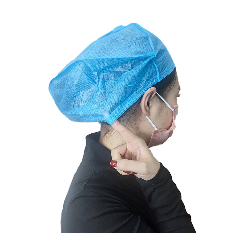 Sombrero desechable Sombrero no tejido grueso Sombrero plano de trabajo transpirable Tapa redonda a prueba de aceite, humo y polvo, capucha, gorra de enfermera