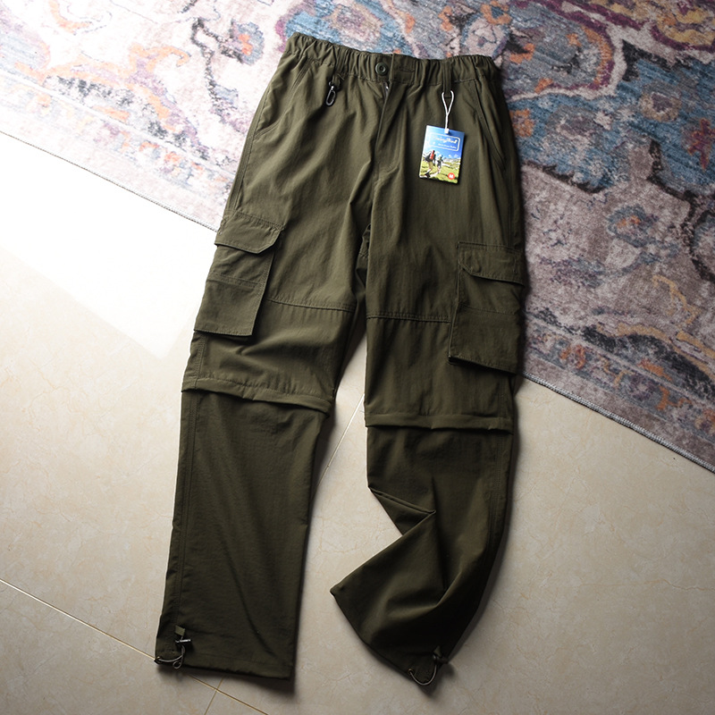 Pantalones de verano delgados desmontables de dos secciones Pantalones de secado rápido de hombre Pantalones de trabajo de hombre Pantalones rectos sueltos Pantalones de hombre