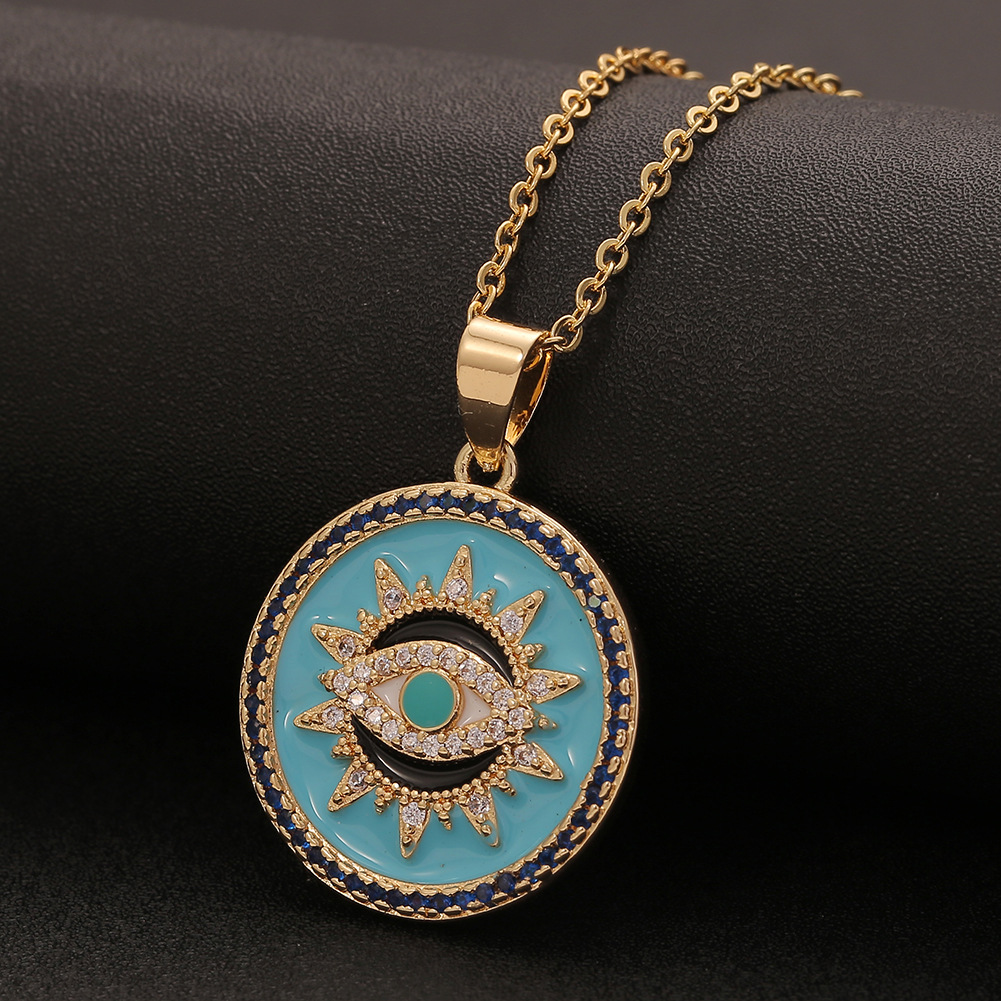 Fashion Geometric Lucky Eye Drop Oil Pendant Necklace Wholesale Nihaojewelry display picture 5