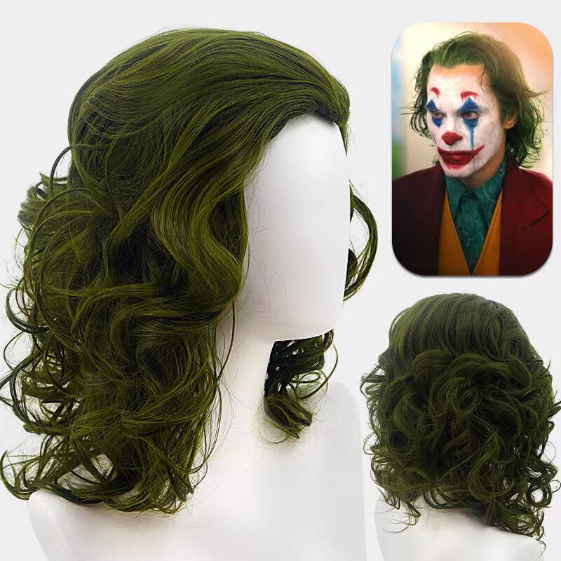 Anime Wig Clown Arthur Flack Mixed Green Short Curly Hair Wholesale in stock cos Anime Wig Full Head Cover