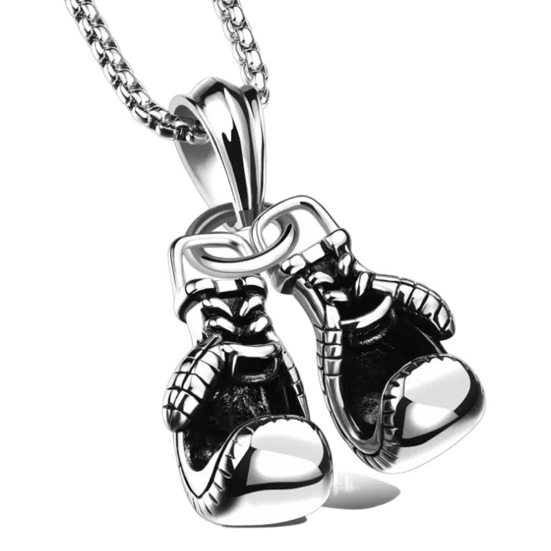 2023 nuevo retro fitness Boxeo guantes Titanium collar de acero letras dominante moda punk colgante Accesorios