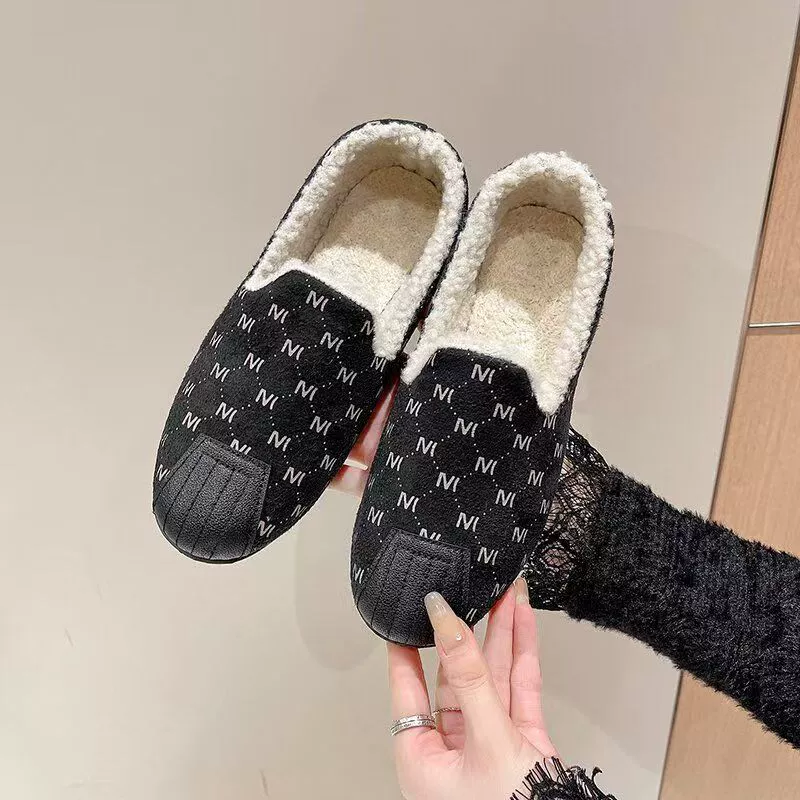 Тапочки Doudou зимние с хлопковой подкладкой, плюшевая отделка, плоская противоскользящая подошва, 36–40