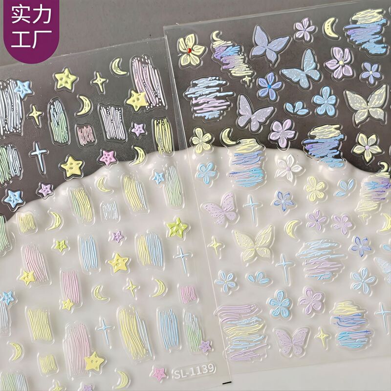 Cross-Border Oil Painting Flower Butterfly Nail Stickers 3D Matte Texture Oil Painting DIY Embossed Nail Stickers Sl Model Cross-Border Oil Painting Flower Butterfly Nail Stickers 3D Matte Texture Oil Painting DIY Embossed Nail Stickers Sl Model