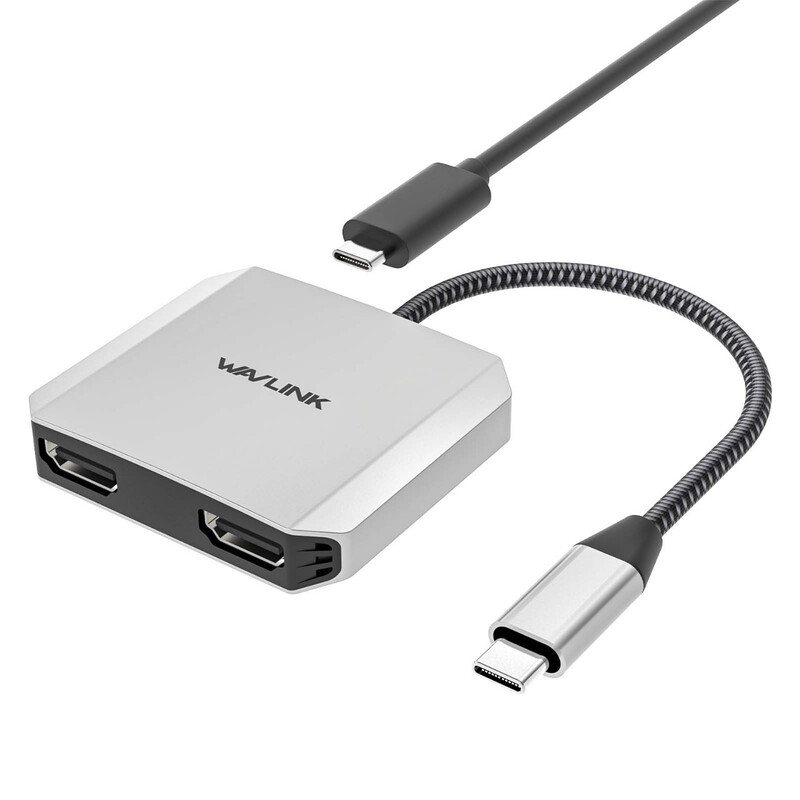 Wavlink with 87W Power Hub to Dual Hdmi4K@60Hz 3-in-1 HDMI Adapter