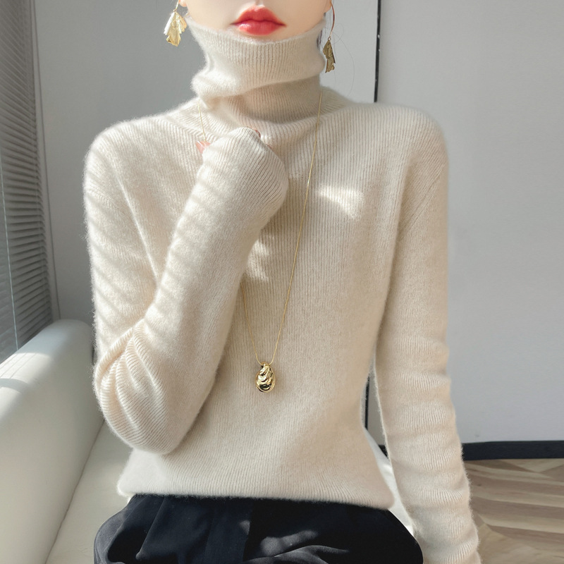 秋冬女装高领针织衫女士2025新款内搭修身打底衫软糯堆堆领毛衣|undefined