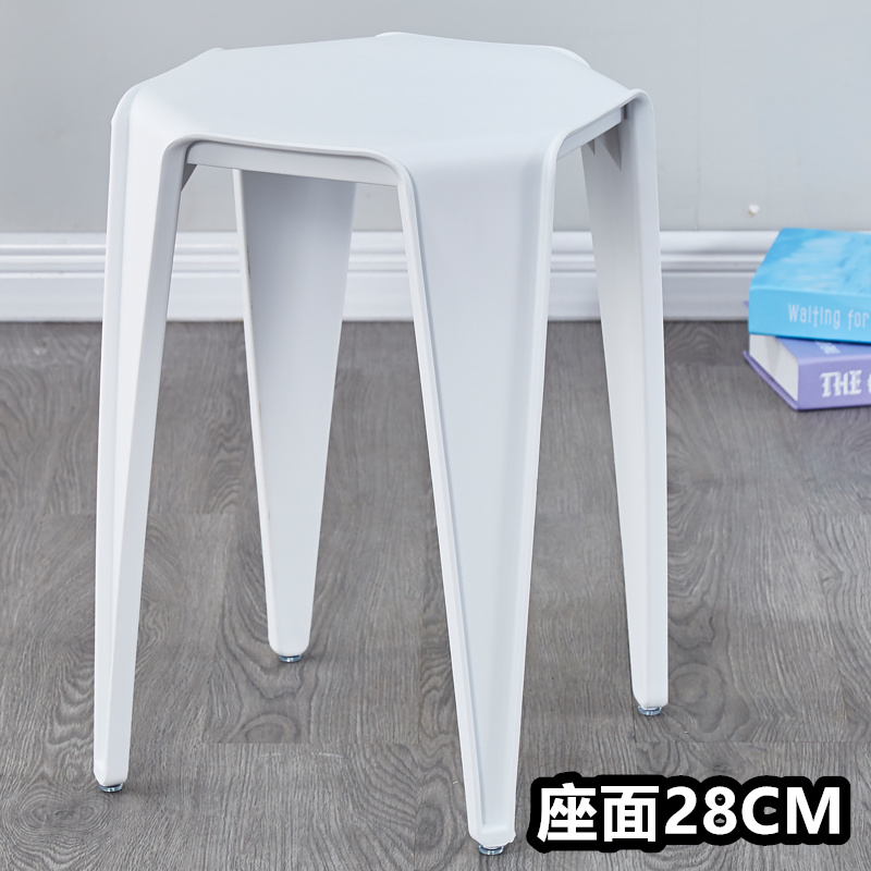 흰색 - 전체 플라스틱 - 사각형 스툴 - 시트 표면 28CM ⚑