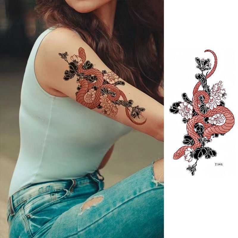 Diablo Personalized Flower Arm Snake Color Tattoo Sticker Niche Sweet Cool Spice Girl Waist Arm Big Figure Ins Wind Sticker Diablo Personalized Flower Arm Snake Color Tattoo Sticker Niche Sweet Cool Spice Girl Waist Arm Big Figure Ins Wind Sticker