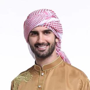 Ethnic Headscarf New Style Worship Hat Tista Men's Square Scarf Shawl Arabian Travel Polyester Cotton Ethnic Style Hat