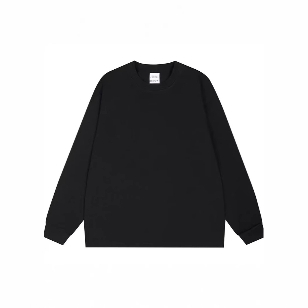 280g pesado cuello pequeño camiseta de manga larga de cuello alto europeo y americano hombre de color sólido suelto pareja casual en la parte superior versátil