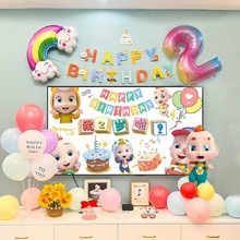 宝宝周岁生日场景布置装饰气球女童2岁儿童派对用品背景墙3男曼阳