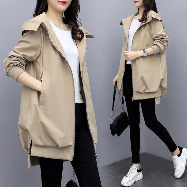 Demi-season khaki elegant trench coat