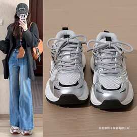 老爹鞋女秋冬季2026新款ins百搭小白鞋厚底增高颜值跑步运动