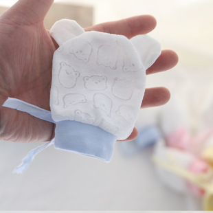 Baby's Anti-scratch Mesh Cotton Gloves Summer Thin Breathable Cool Flower Drawstring Lace-up Baby's Adjustable Gloves