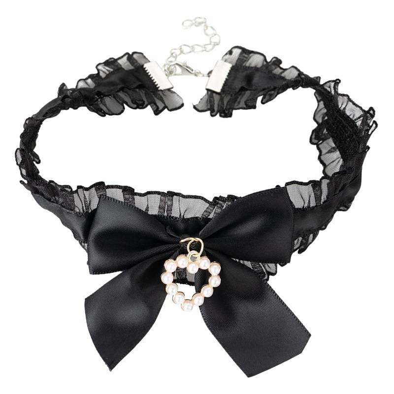 Puro deseo estilo joyería dulce Lolita perla amor colgante arco collar gargantilla clavícula cadena Collar para las mujeres
