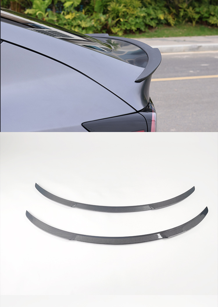Suitable for Tesla model y real carbon fiber tail without drilling modification fixed wind wing blade pressure tail