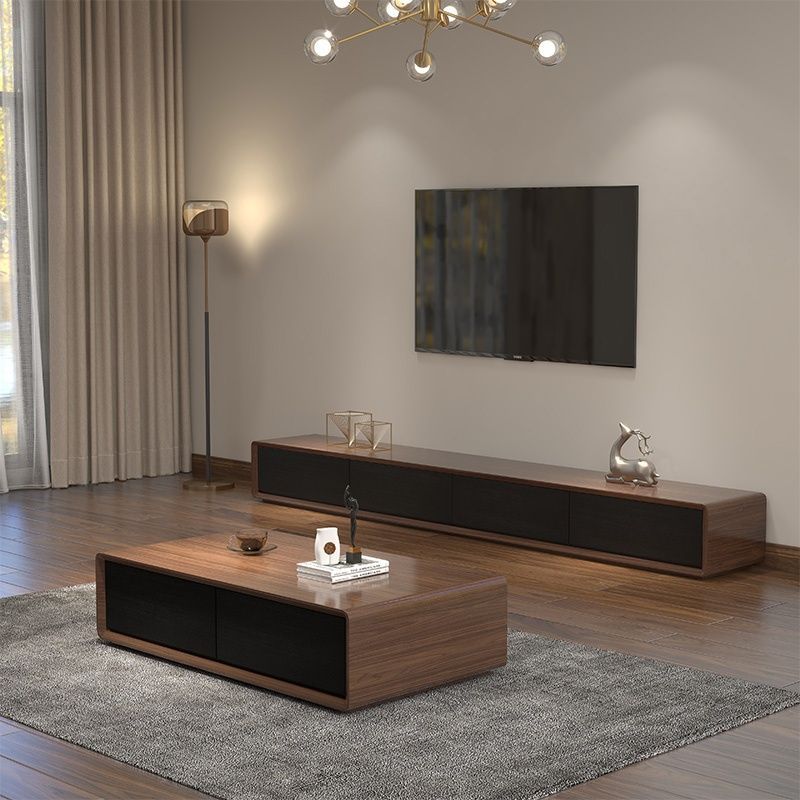 Scandinavian Solid Wood Coffee Table Tv Cabinet Combination Modern Minimalist Living Room Furniture Floor Cabinet Wall Cabinet Small Apartment Tv Cabinet