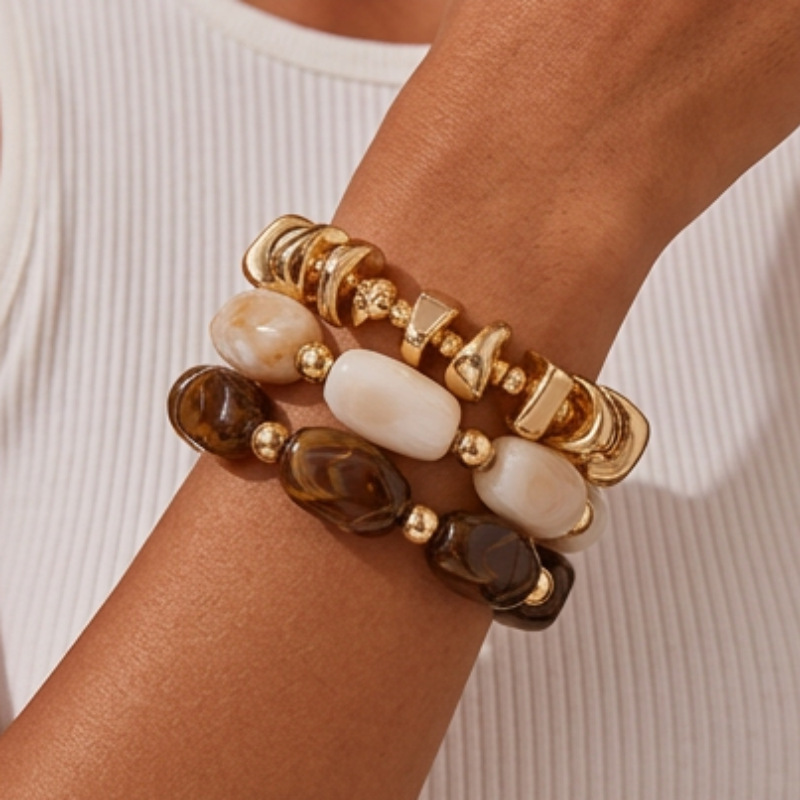 European and American Retro Irregular Resin Color-Blocked Beaded Bracelet Hand-Woven Bracelet Ccb Jewelry Accessories European and American Retro Irregular Resin Color-Blocked Beaded Bracelet Hand-Woven Bracelet Ccb Jewelry Accessories