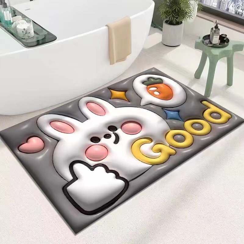 クリエイティブ3D膨張花卉珪藻泥浴室トイレ吸水速乾足マット家庭用汚れ防止玄関マット|undefined