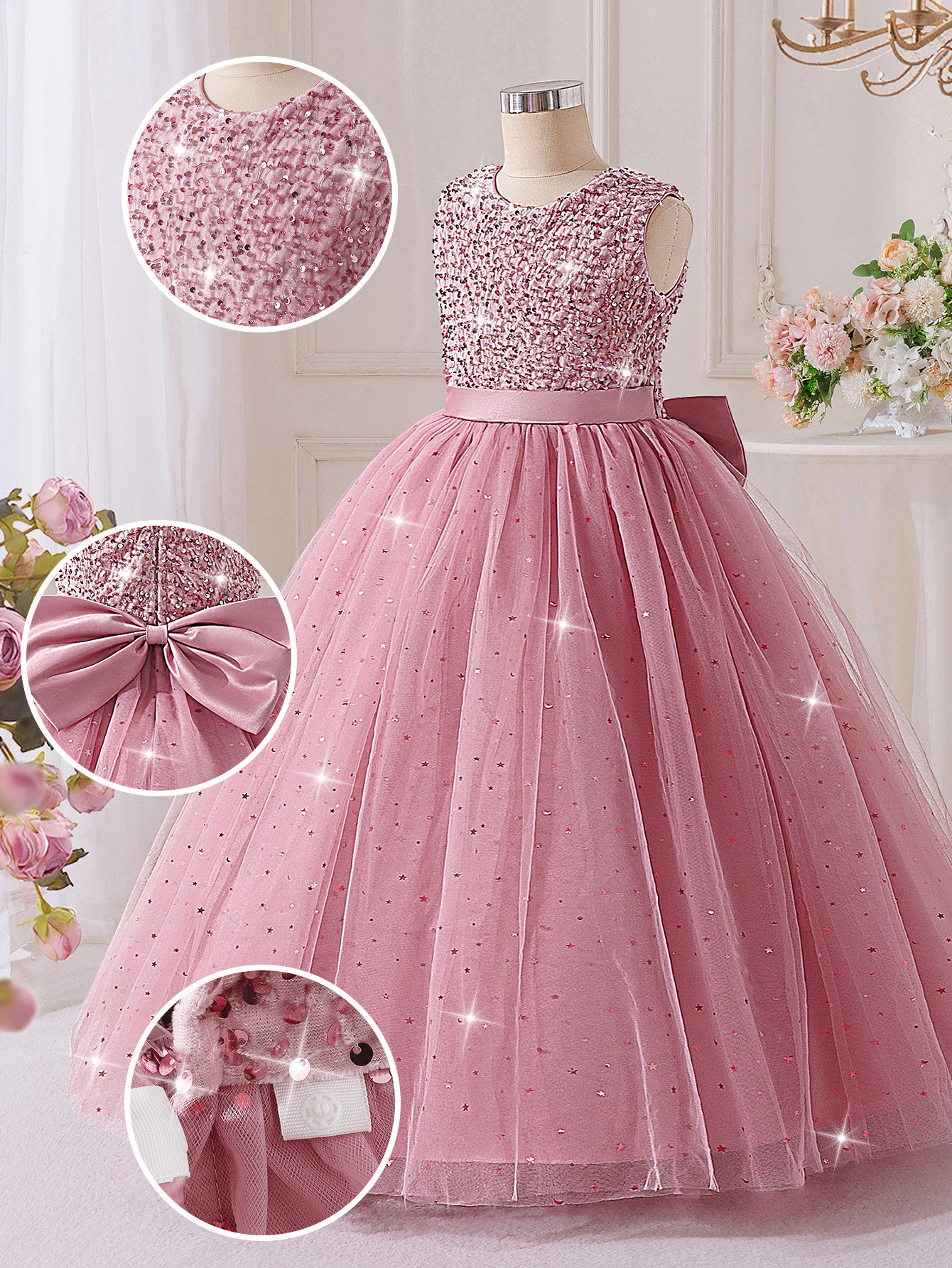 2026 nuevo vestido de niño grande vestido de sequela princesa Xiaoyu vestido de arco floral vestido de regalo de cumpleaños