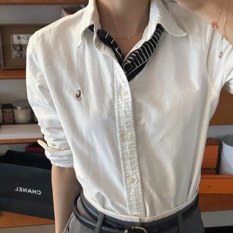 Scanable Qr Code Rl Ralph Solid Color Shirt, Colorful Horse Oxford Cloth Paul Casual Shirt, Light Luxury Minimalist Jacket, Women's Top Scanable Qr Code Rl Ralph Solid Color Shirt, Colorful Horse Oxford Cloth Paul Casual Shirt, Light Luxury Minimalist Jacket, Women's Top