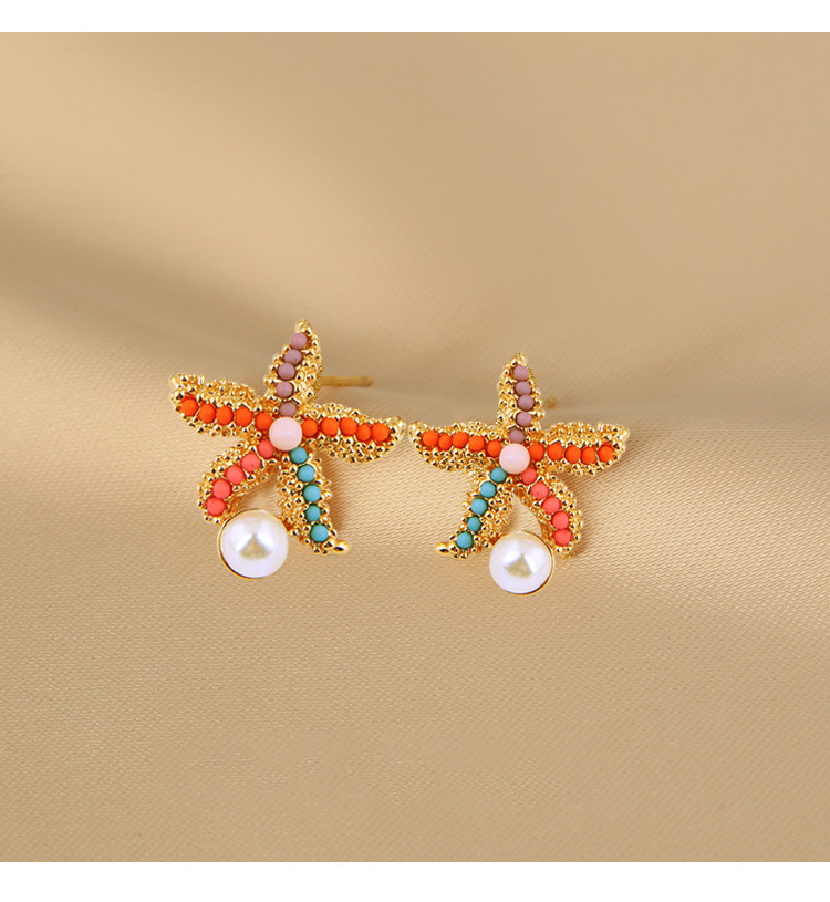 1 Pair Retro Starfish Plating Alloy Ear Studs display picture 2