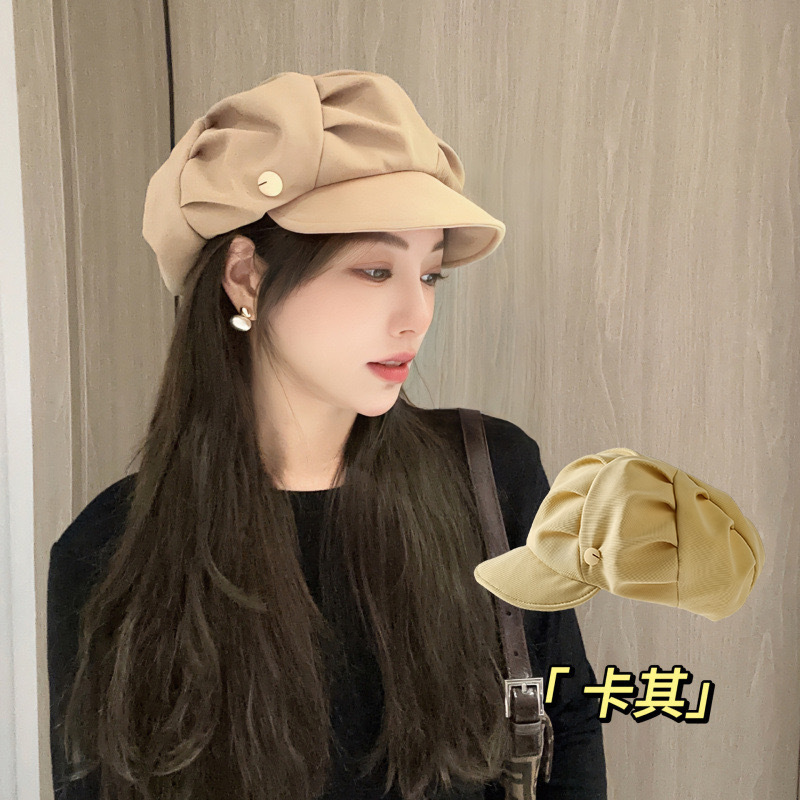 高级感贝雷帽子女秋冬季时尚百搭显脸小画家帽清新甜美八角报童帽|undefined